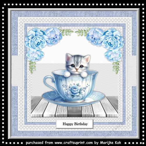 Kitten In Roses Teacup Mini Kit