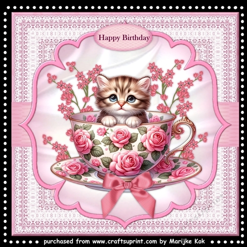 Birthday Kitten In Teacup Mini Kit
