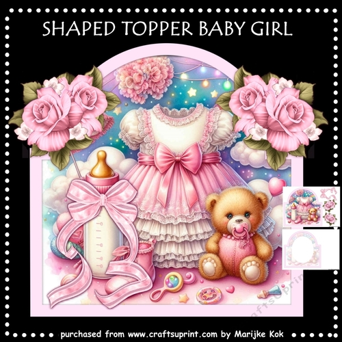 Shaped card Topper Baby Girl Mini Kit