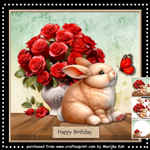 Bunny & Butterfly Red Roses Mini Kit