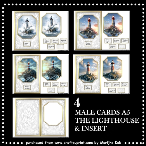 Kit 4 A5 Male Cards & Insert The Lighthouse