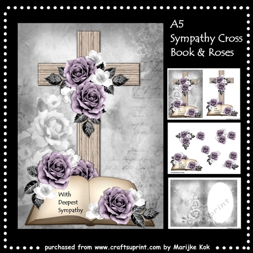 A5 Sympathy Cross, Book & Roses Mini Kit