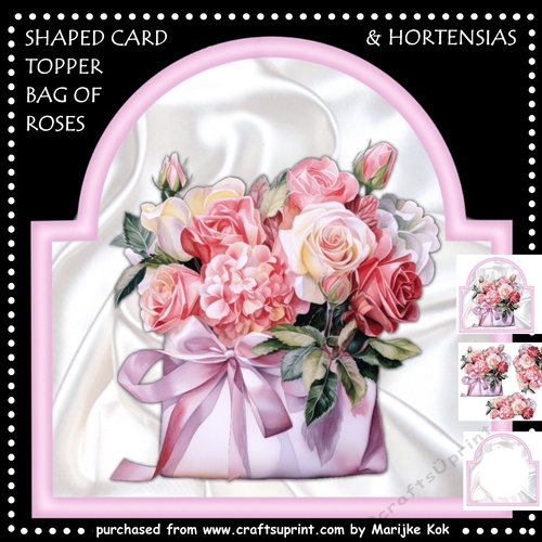 Shaped Card  Topper  Bag Of  Roses & Horetensias Mini Kit