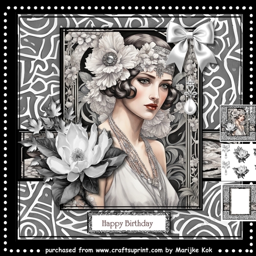 Art Deco Lady In Black & White Mini Kiy