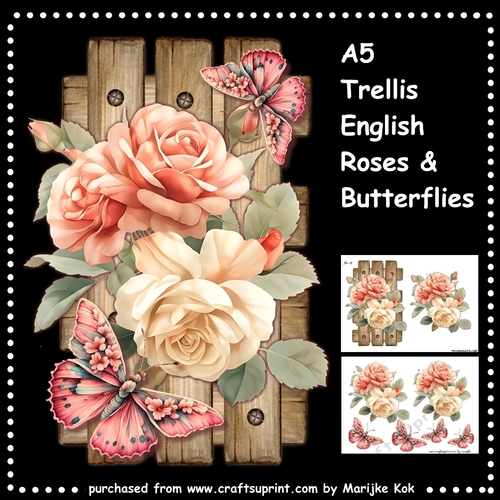 Trellis  English Roses  & Butterflies Mini Kit