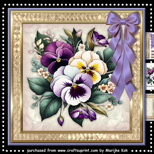 Beautiful  Violets  In Golden Frame mini Kit