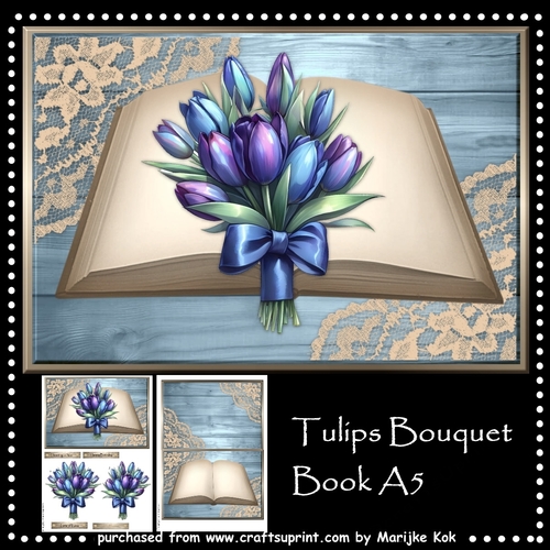 Vintage  Book  Tulips Bouquet  Mini Kit