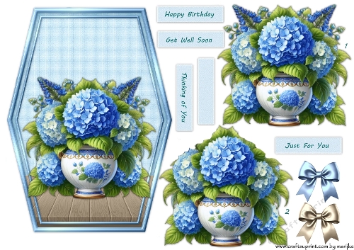Shaped card topper Hydrangea´s