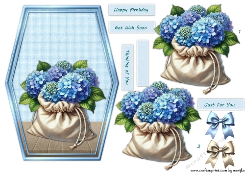 Shaped card topper Hydrangea´s nr. 2