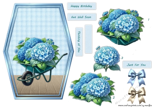 Shaped card topper Hydrangea´s nr. 3