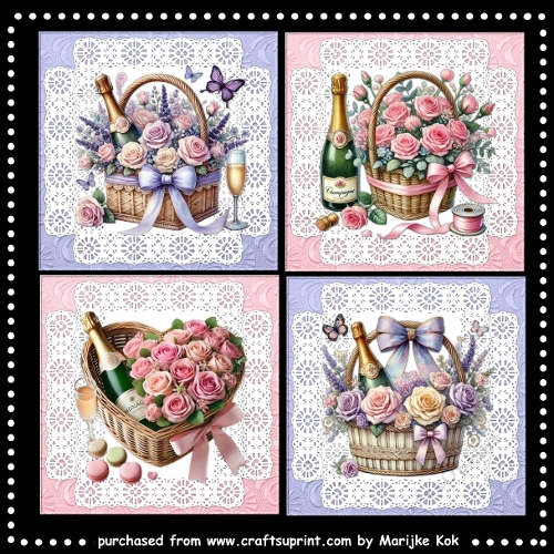 Festive Card Toppers Bubbles & Roses Kit