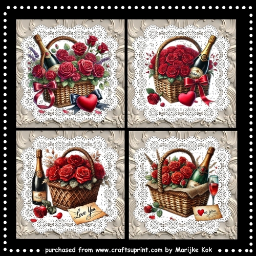 Bubbles & Romantic Roses Card Toppers