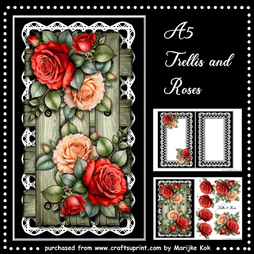 A5 Trellis and Roses mini kit
