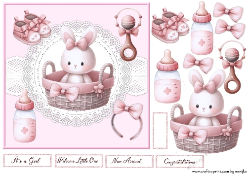 New baby Girl Quick card 7x7