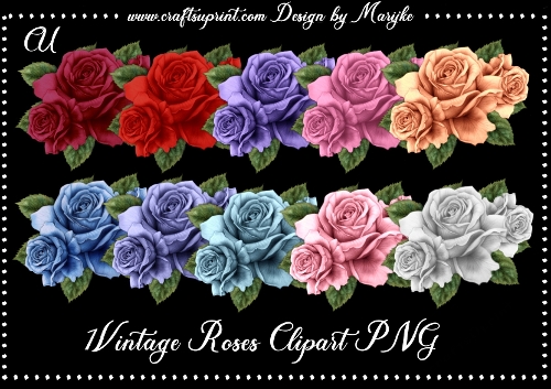 CU 10 Vintage Roses Clipart