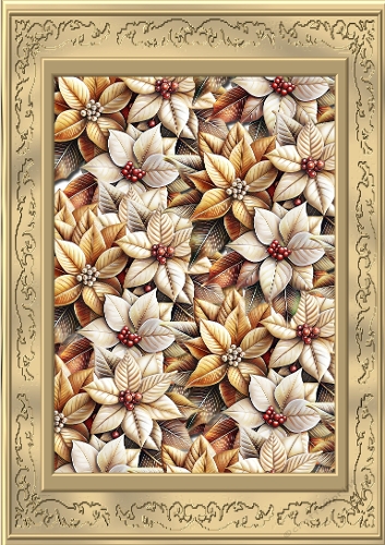 A4   Golden Poinsettias   in Antique Frame