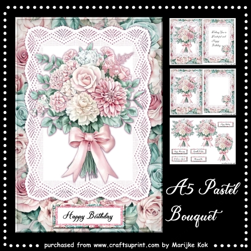 A5 Pastel Roses Bouquet Mini kit