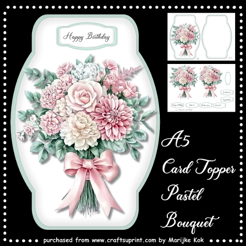 Pastel Bouquet Card Topper  A5