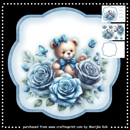 Card Topper new baby Boy teddy