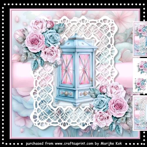 Vintage Lantern  Roses Mini Kit