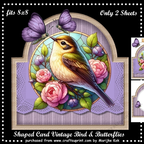 Shaped Card Vintage Bird & Butterflies Mini Kit
