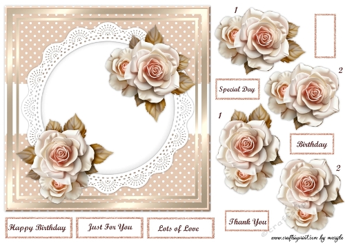 Cream Roses7x7 Quick Card