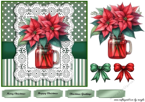 ChristmasPoinsettia in Vase  Quick Card