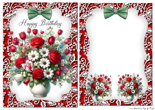 A5 Topper & Insert Bouquet Roses
