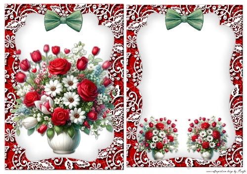 A5 Topper & Insert Bouquet Roses