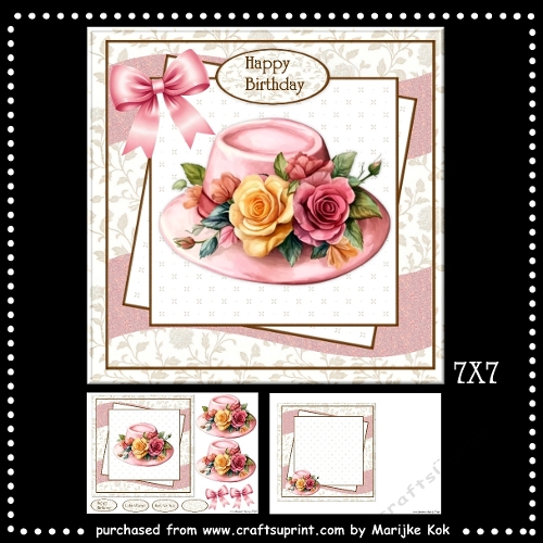 7X7 Roses Summer  With Bow Hat Mini Kit