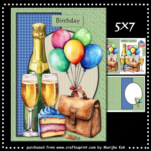 Male Card Birthday Cheers  Mini Kit  5x7