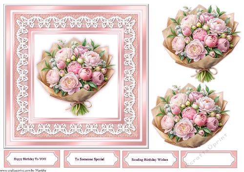 Quick Card Peonies Bouquet
