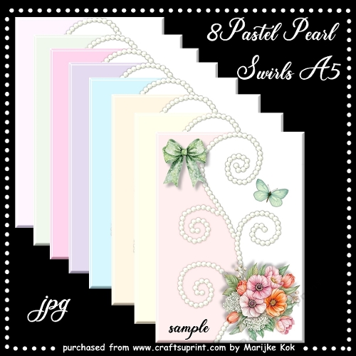 Pastel Pearls Swirls  A5 Toppers
