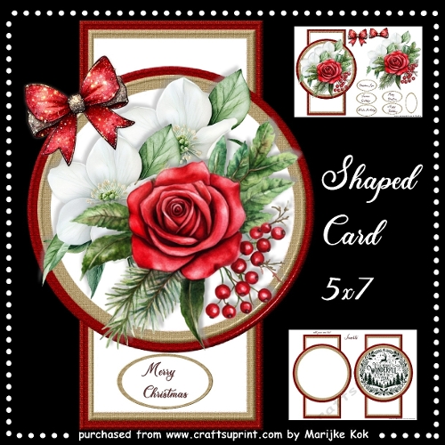 Shaped Card Topper Christmas Flowers