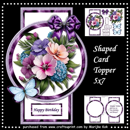 Shaped Card Topper Mixed Flowers