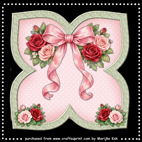 Shaped card Topper Vintage Roses