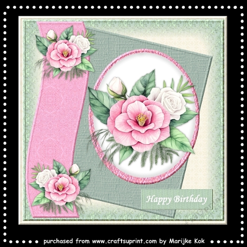 Pink Camelia  &  White Roses Mini Kit 7x7