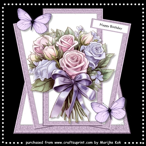Shaped Card Topper  Lilac Bouquet  8x8 Mini Kit