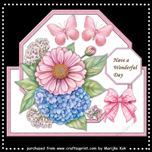 Octagon Shaped Card Topper Zinnias