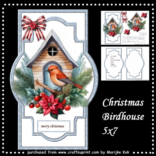  Christmas Birdhouse Shaped Card 5x7