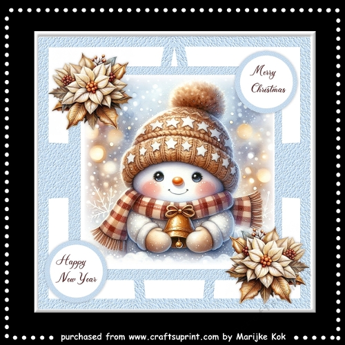 Cute Snowman With Golden Bell   Mini Kit
