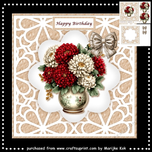 Chrysanthemum   Red and Cream Mini Kit