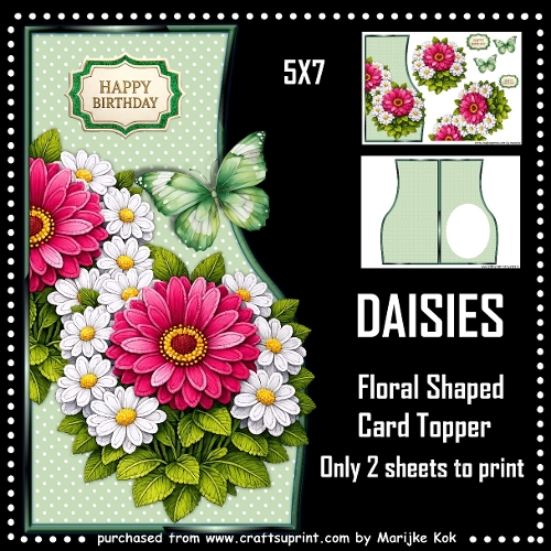 Floral Shaped Card    Daisies  Mini Kit