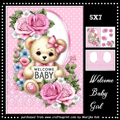 Welcome Baby Girl  Mini Kit 5x7