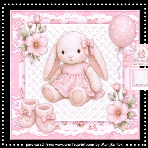 New Baby Girl  BUNNY 7x7 Mini Kit