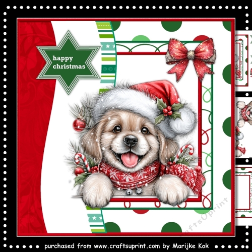 Happy Christmas Puppy  Santa Hat mini Kit