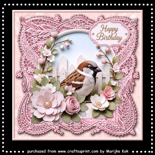 Sparrow and Flowers Mini Kit 7x7