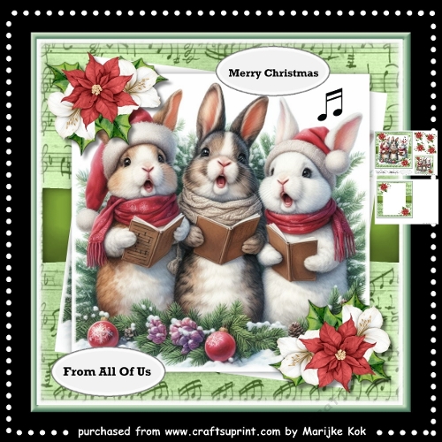 Rabbit Carol Singers  Mini Kit   7x7