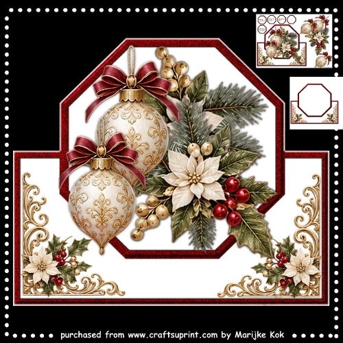 Shaped  Card  Topper  Baubles and Poinsettias