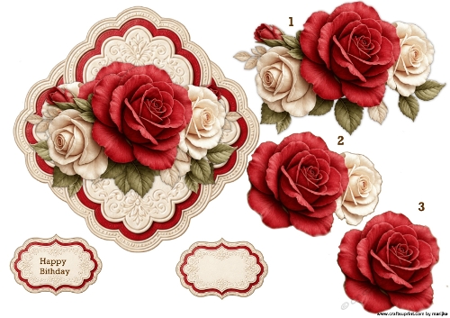 Romantic  Roses Topper  7x7  